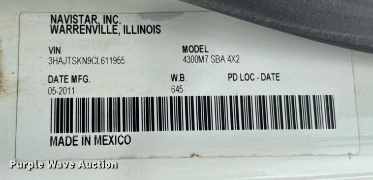 image for item DU9814 2012 International 4300 water truck