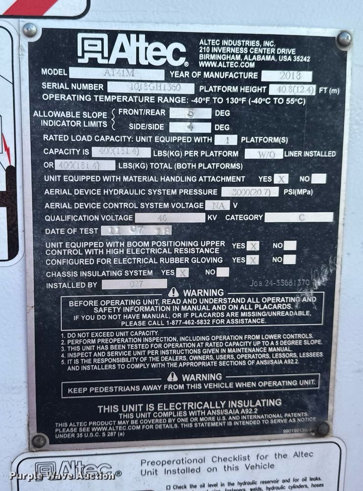 image for item DV4170 2018 Dodge Ram 5500HD bucket truck