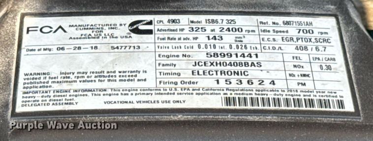 image for item DV4170 2018 Dodge Ram 5500HD bucket truck