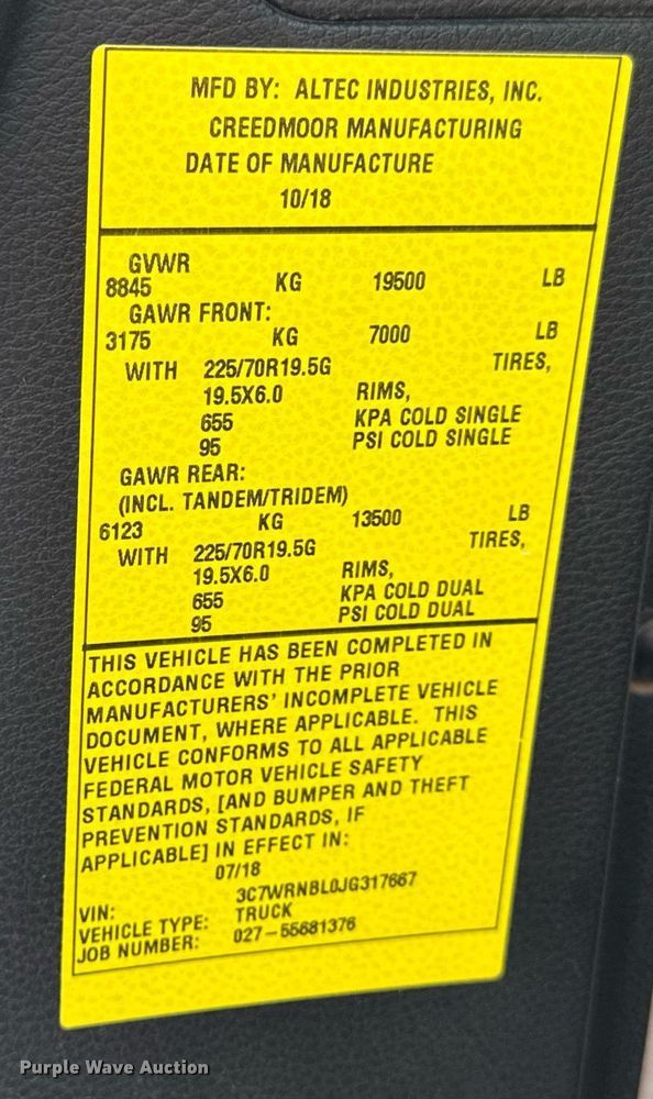 image for item DV4170 2018 Dodge Ram 5500HD bucket truck