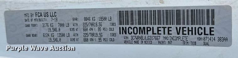 image for item DV4170 2018 Dodge Ram 5500HD bucket truck