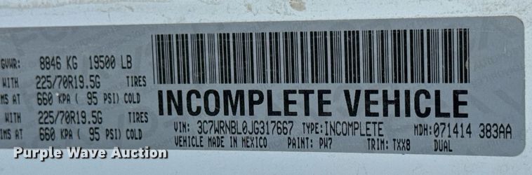 image for item DV4170 2018 Dodge Ram 5500HD bucket truck