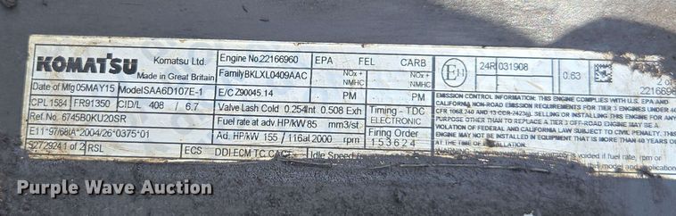 image for item DW1990 2012 Komatsu PC210LC-8 excavator