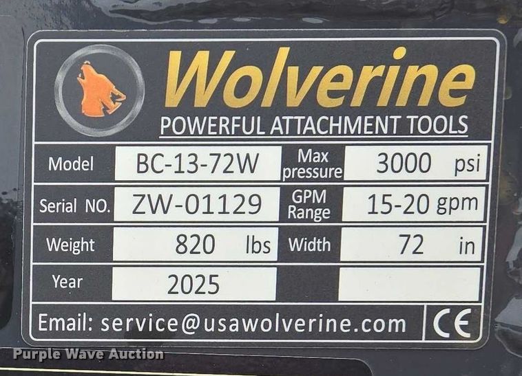 image for item DW7042 2025 Wolverine  BC-13-72W skid steer brush mower