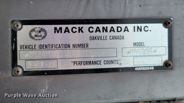 image for item DX6997 1990 Mack RB690S dump truck