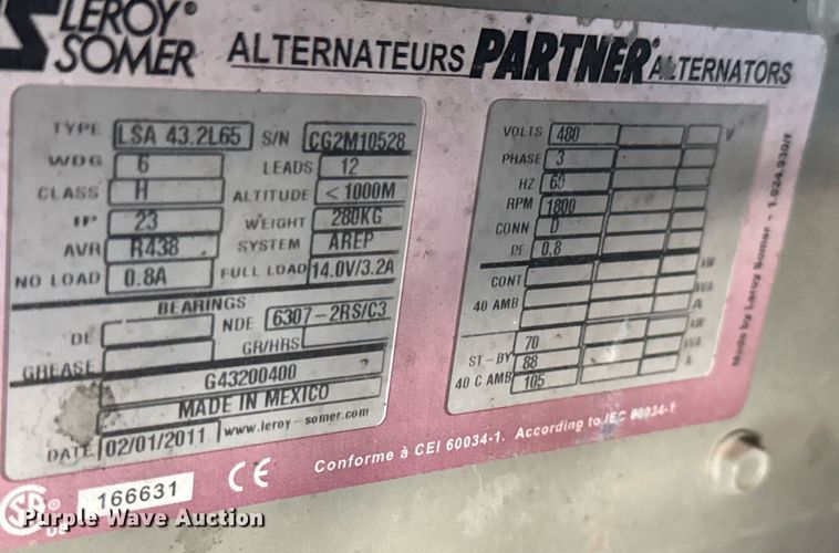 image for item DX8992 2012 Doosan G70WJD-2A-T3 generator