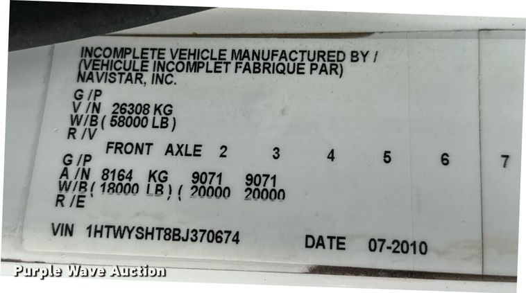 image for item DY0059 2011 International 7600 dump truck