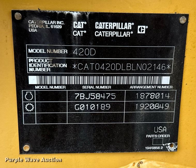 image for item DY0062 2002 Caterpillar 420D  backhoe