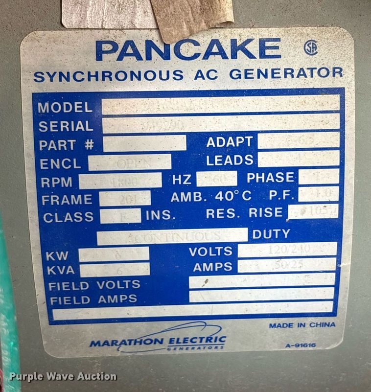 image for item DY0580 2018 Generac MLT3060MV light plant