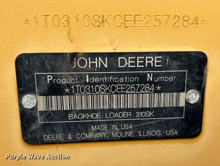 image for item DY0594 2014 John Deere 310SK backhoe