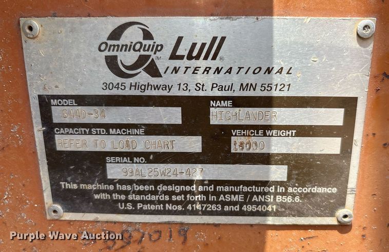 image for item DY2522 Lull 644D-34 telehandler