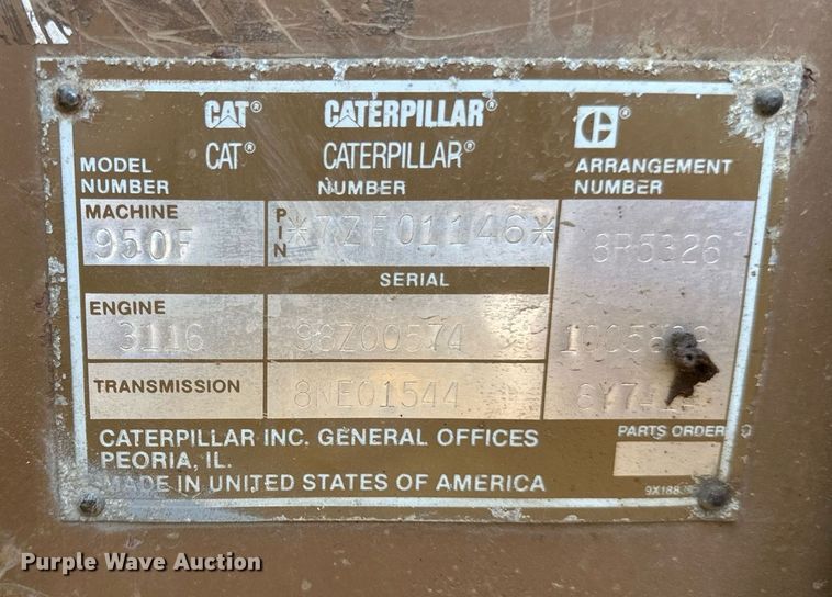 image for item EB2625 1992 Caterpillar 950F wheel loader