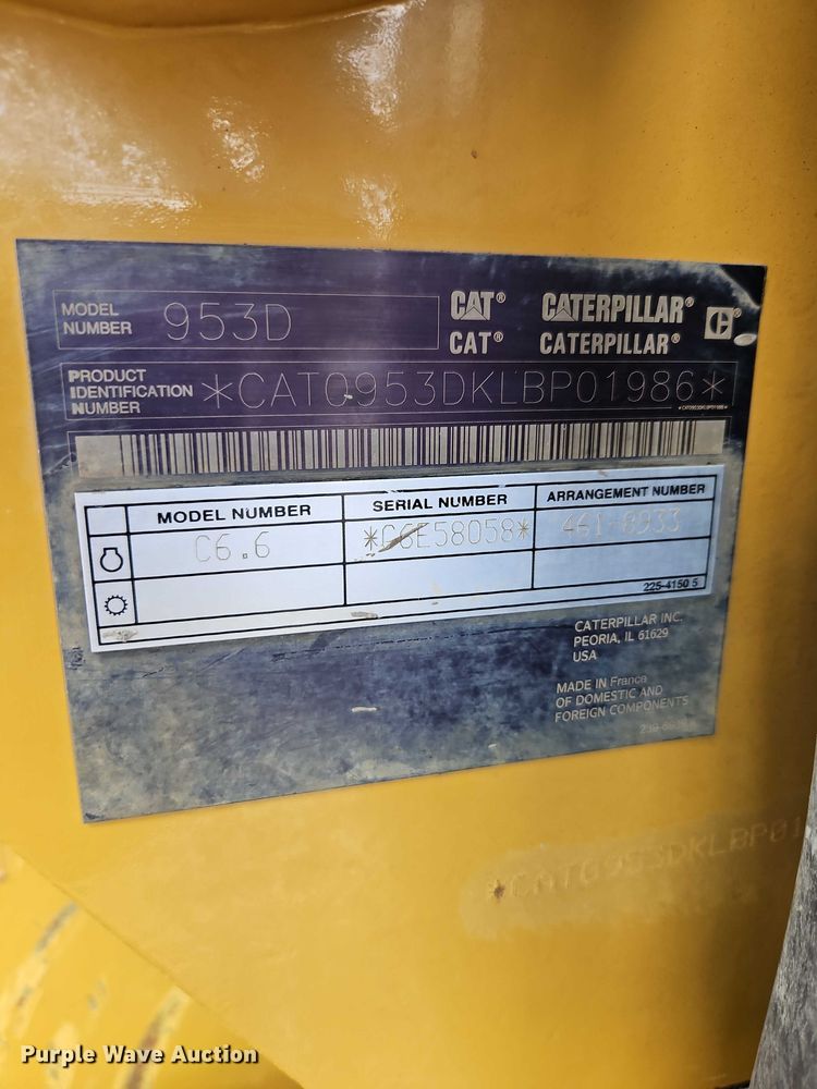 image for item EB8096 2015 Caterpillar 953D track loader