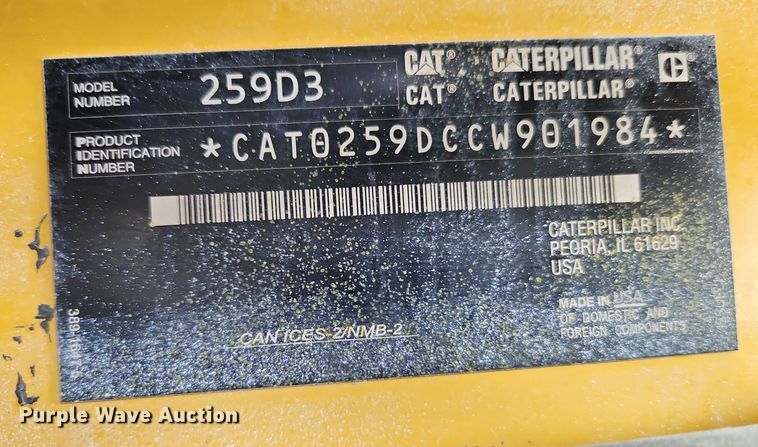 image for item EB8098 2019 Caterpillar 259D3 tracked skid steer loader