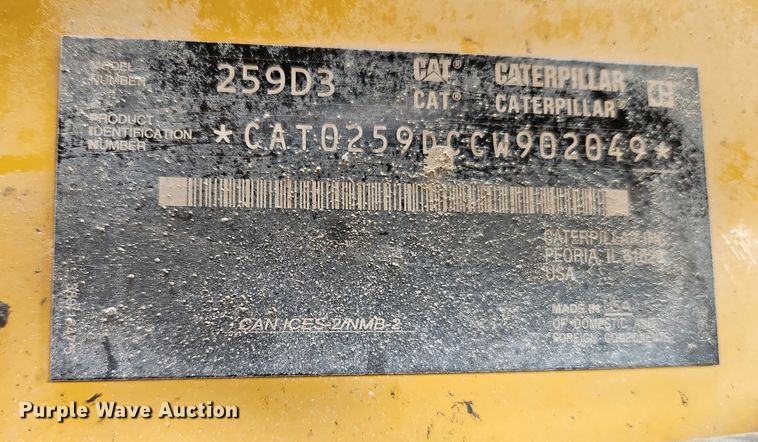 image for item EB8099 2020 Caterpillar 259D3 tracked skid steer loader