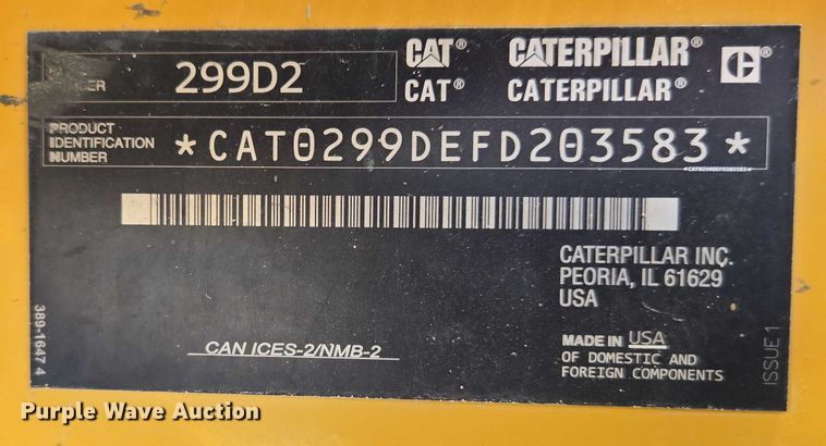 image for item EC1037 2018 Caterpillar 299D2 tracked skid steer loader