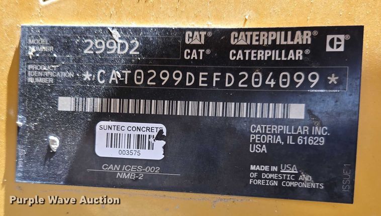 image for item EC1039 2018 Caterpillar 299D2 tracked skid steer loader