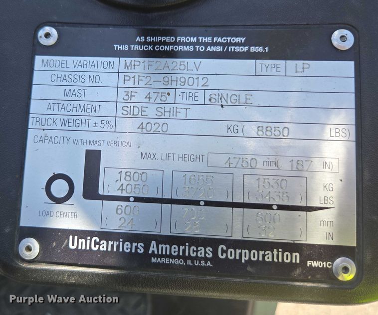 image for item EC1041 2015 Nissan PF30LP forklift