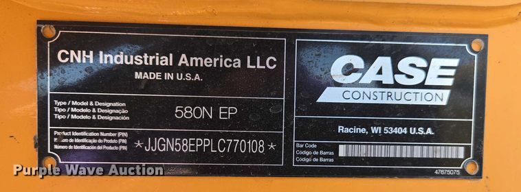 image for item EC1046 2020 Case 580N EP backhoe