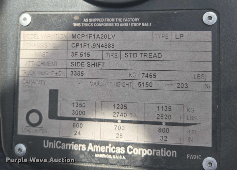 image for item EC1048 2015 Nissan CFS40 forklift