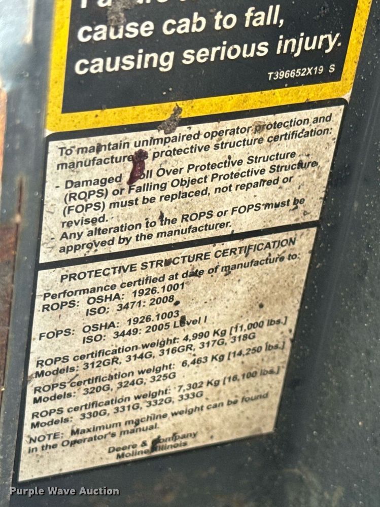 image for item EC3638 2020 John Deere 317G tracked skid steer loader