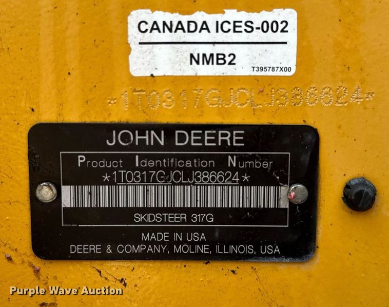 image for item EC3638 2020 John Deere 317G tracked skid steer loader