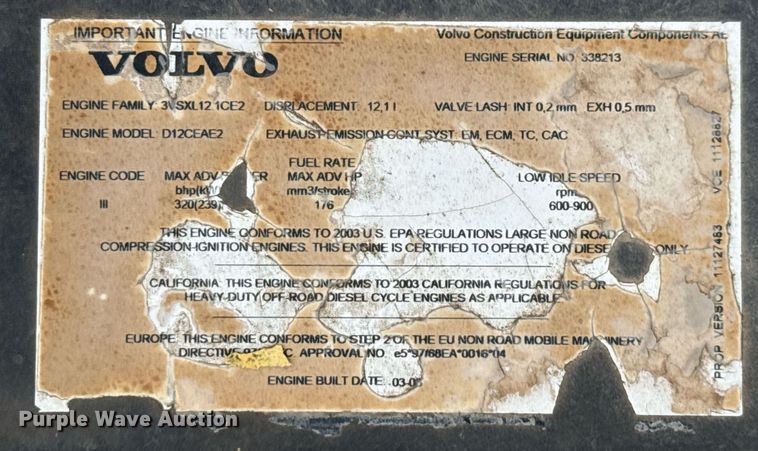 image for item ED5693 2003 Volvo EC 460 BLC excavator