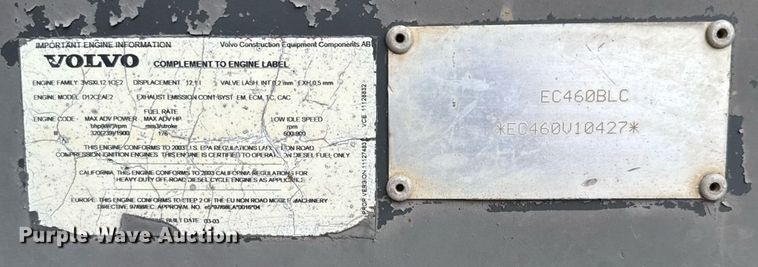 image for item ED5693 2003 Volvo EC 460 BLC excavator