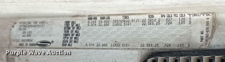 image for item ED5712 2006 Sterling L9500 vacuum truck