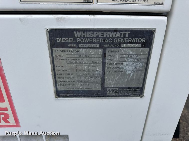 image for item EF2029 MQ Whisperwatt DF-027012 generator
