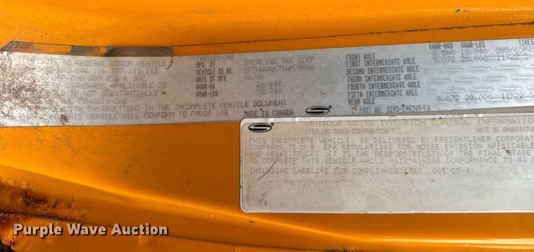 image for item EF2035 2001 Sterling LT8500 dump truck