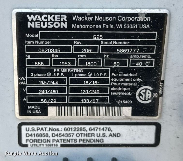 image for item EF2048 Wacker Neuson G25 generator