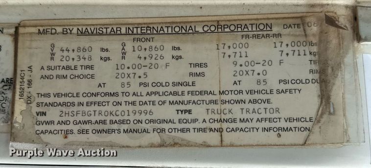 image for item EG5864 1989 International F-9370 dump truck