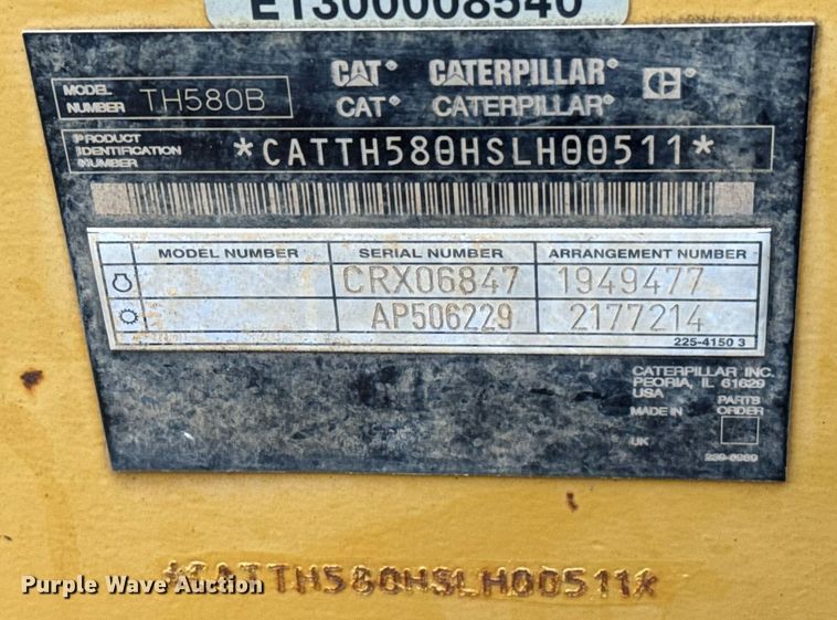 image for item EG6553 2005 Caterpillar TH580B telehandler