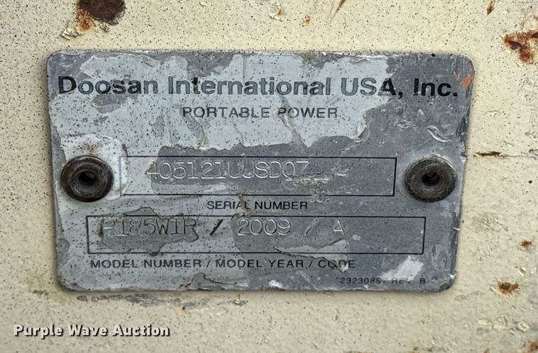 image for item EG8087 2008 Ingersoll Rand P185WIR air compressor