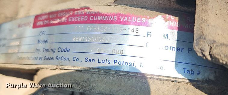 image for item EJ0101 1986 Cummins 86NT450BC4J engine