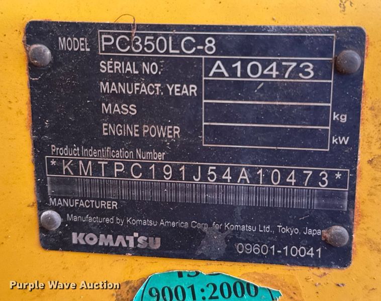 image for item EJ4670 2011 Komatsu PC350LC-8 excavator