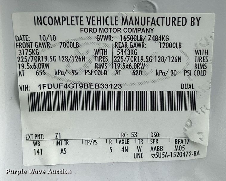 image for item EK8194 2011 Ford F450 Super Duty XL dump truck