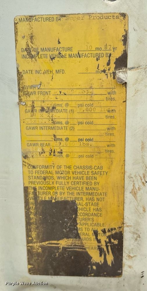 image for item EM2591 1987 Ford L8000 sewer jetter truck