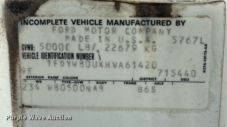 image for item EM2591 1987 Ford L8000 sewer jetter truck