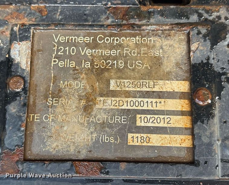 image for item EM2599 2012 Vermeer RTX 1250 cable plow