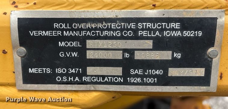 image for item EM2599 2012 Vermeer RTX 1250 cable plow