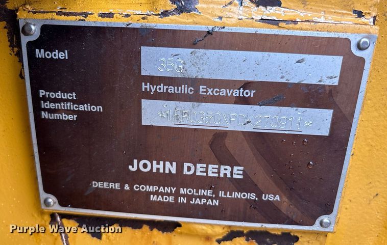 image for item EM2601 2014 John Deere 35G mini excavator