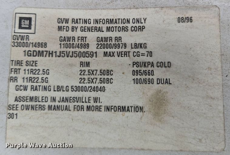 image for item EM7107 1997 GMC C7500 crane truck