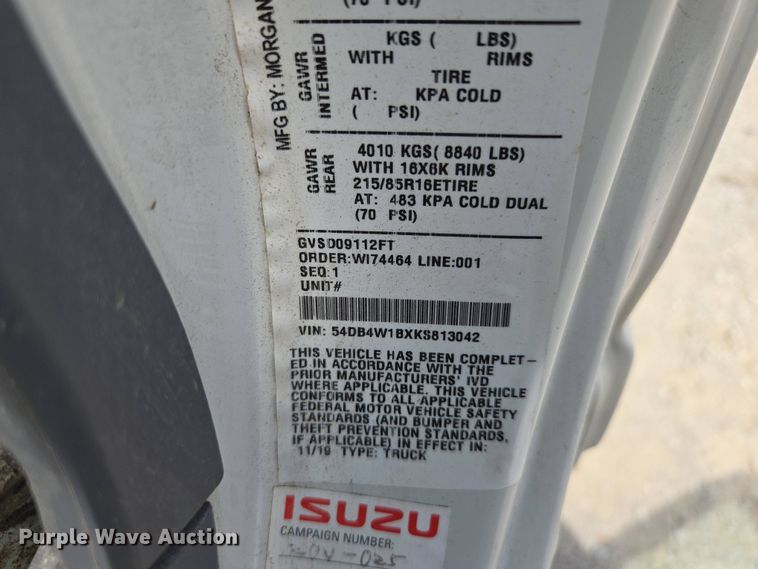 image for item EM7150 2019 Isuzu  NPR box truck