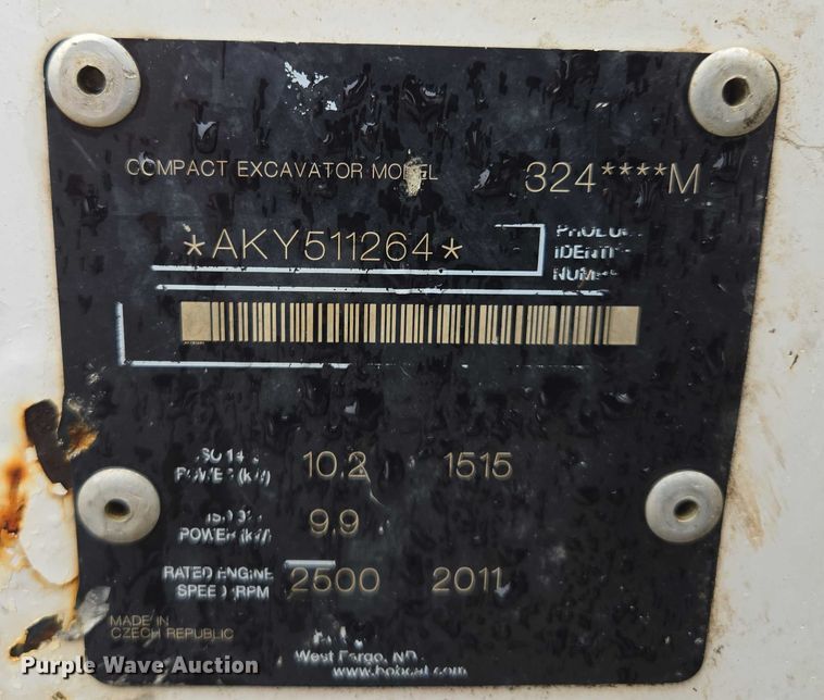 image for item EM7390 2011 Bobcat 324 M mini excavator