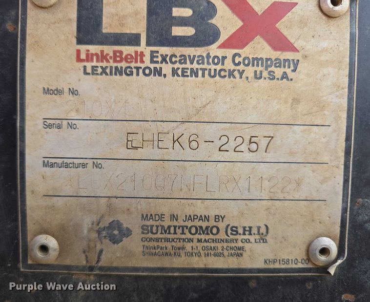 image for item EM7427 2019 Link-Belt 210X4 long reach excavator