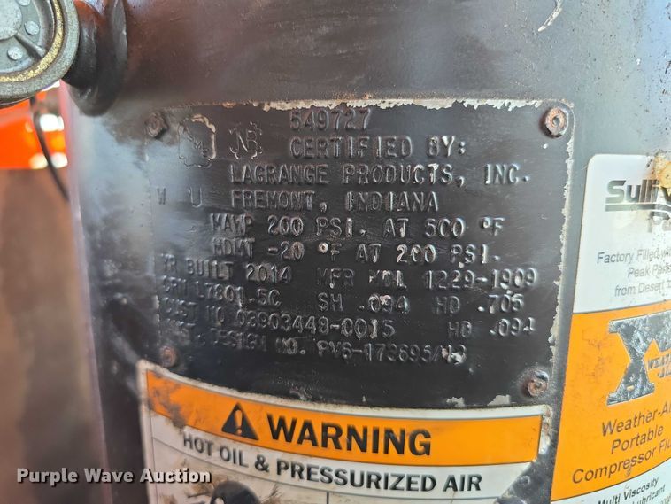 image for item EO1033 2014 Sullivan Palatek DO210PHDZ air compressor