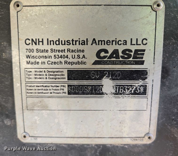 image for item EQ4031 2019 Case SV212D single drum vibratory roller