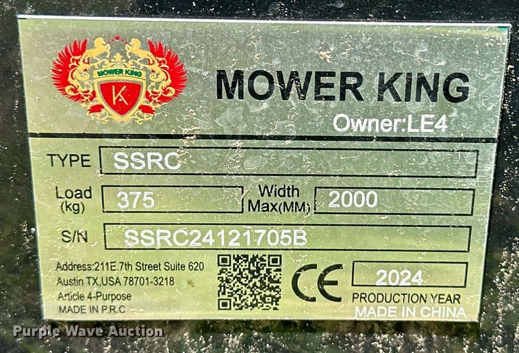 image for item EQ4876 2024 Mower King skid steer rotary mower
